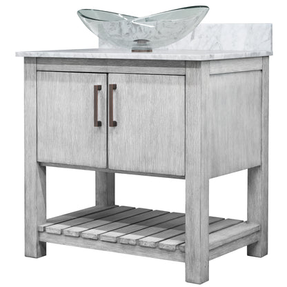 30-inch Bath Vanity with Carrara White Marble Counter and Sink - NOBV-30SG-CAR-324C