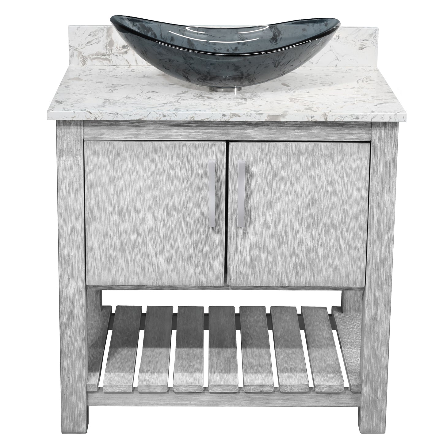 30-inch Bath Vanity with Café Mocha Quartz Counter and Sink - NOBV-30SG-6001-324G