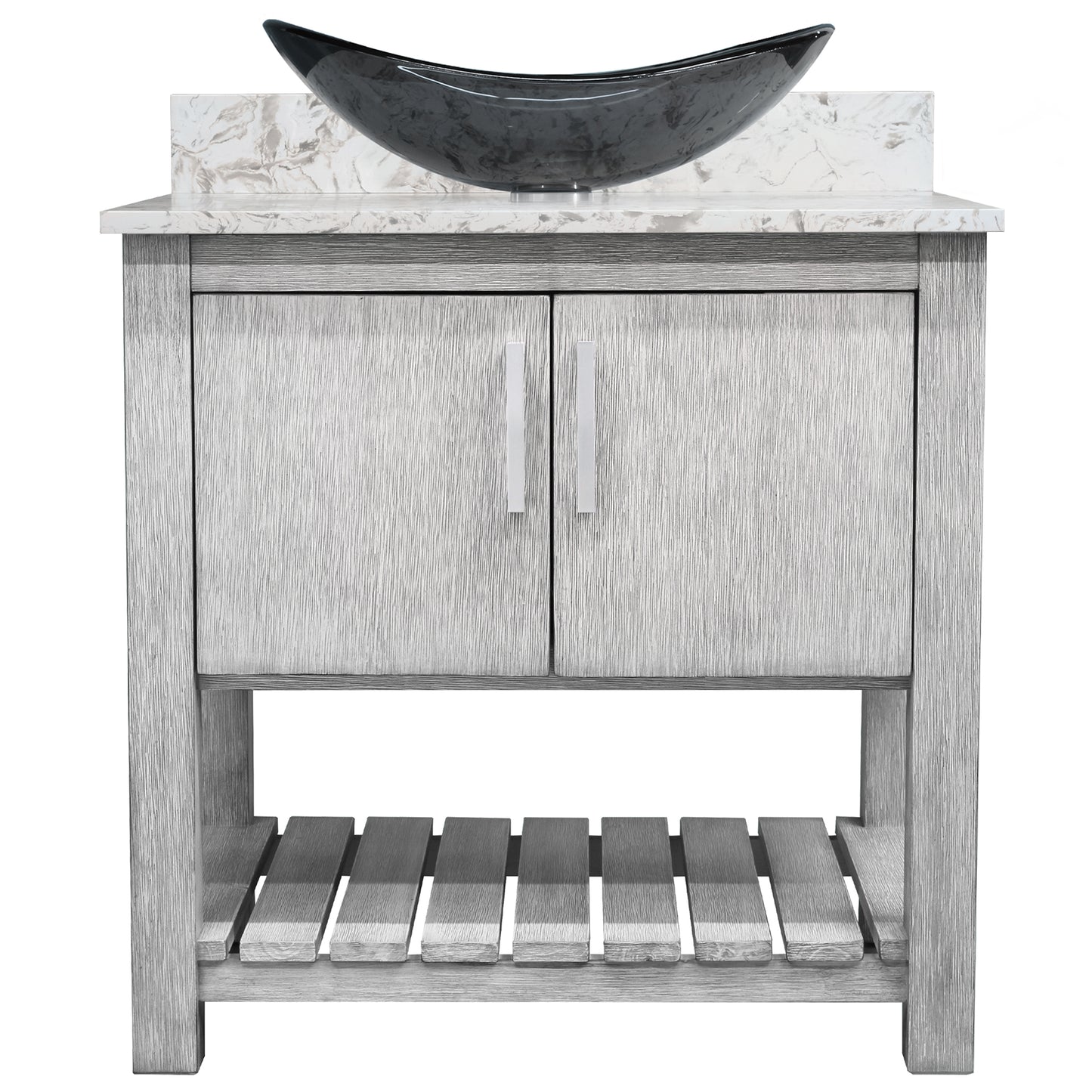 30-inch Bath Vanity with Café Mocha Quartz Counter and Sink - NOBV-30SG-6001-324G