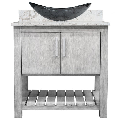 30-inch Bath Vanity with Café Mocha Quartz Counter and Sink - NOBV-30SG-6001-324G