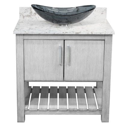 30-inch Bath Vanity with Café Mocha Quartz Counter and Sink - NOBV-30SG-6001-324G