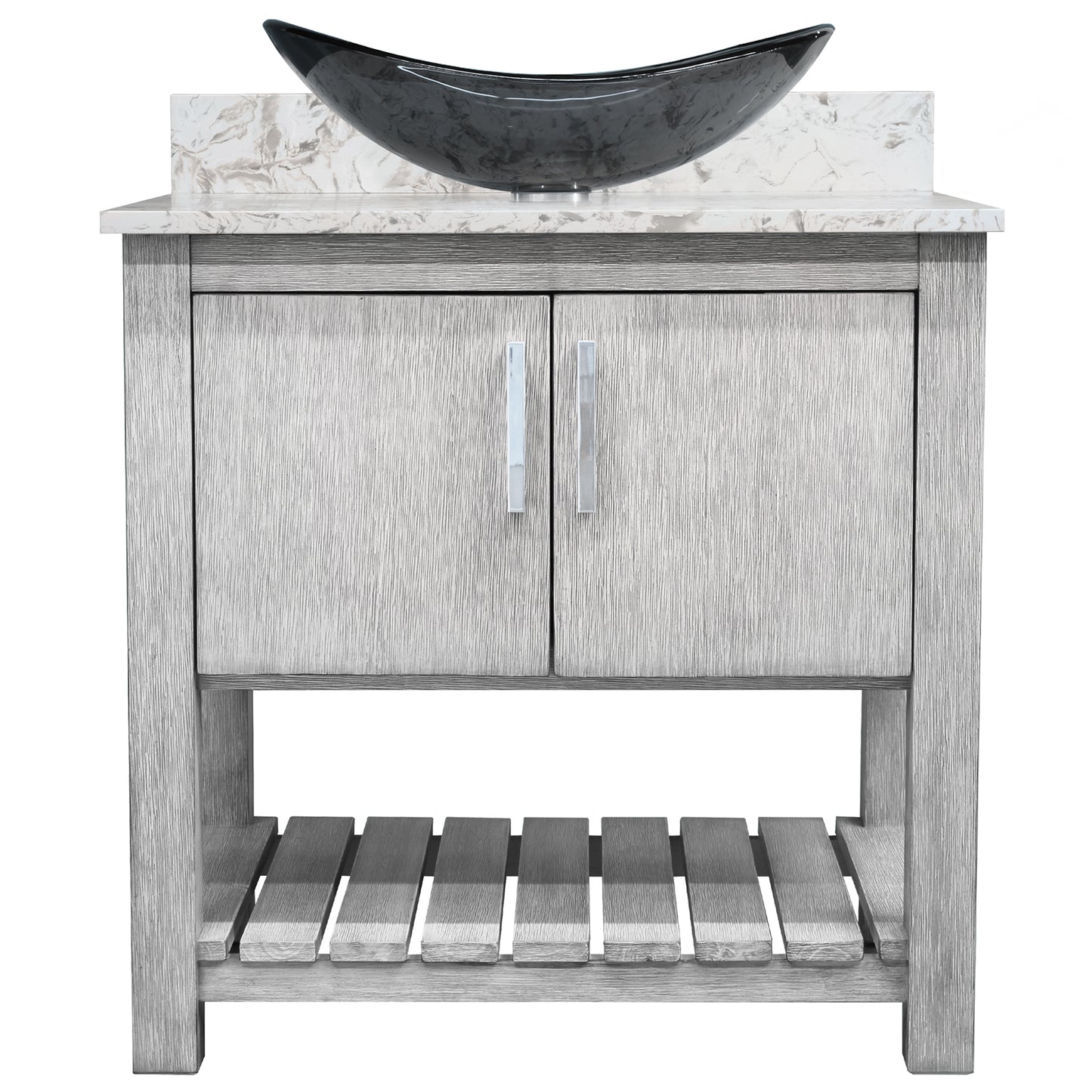 30-inch Bath Vanity with Café Mocha Quartz Counter and Sink - NOBV-30SG-6001-324G