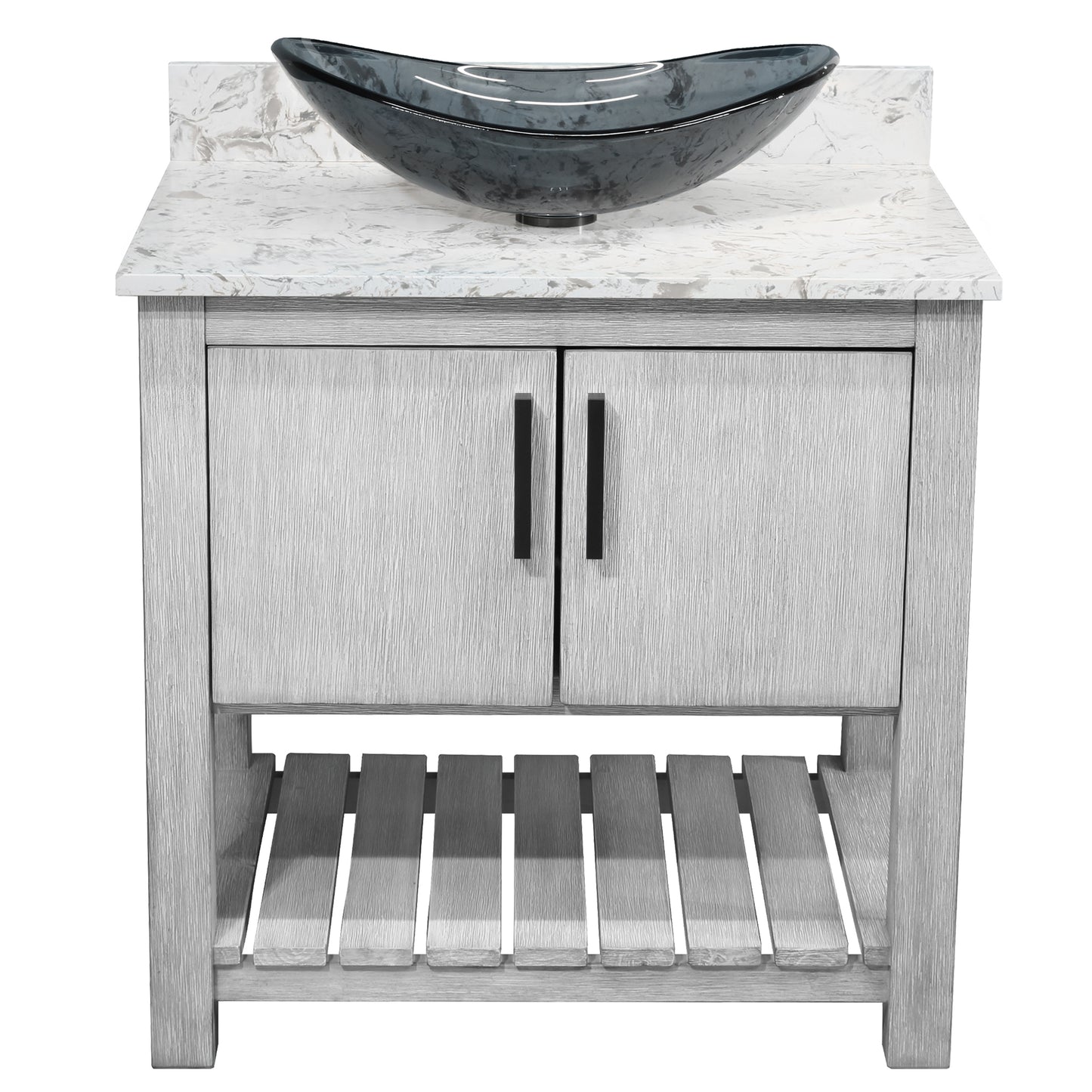 30-inch Bath Vanity with Café Mocha Quartz Counter and Sink - NOBV-30SG-6001-324G