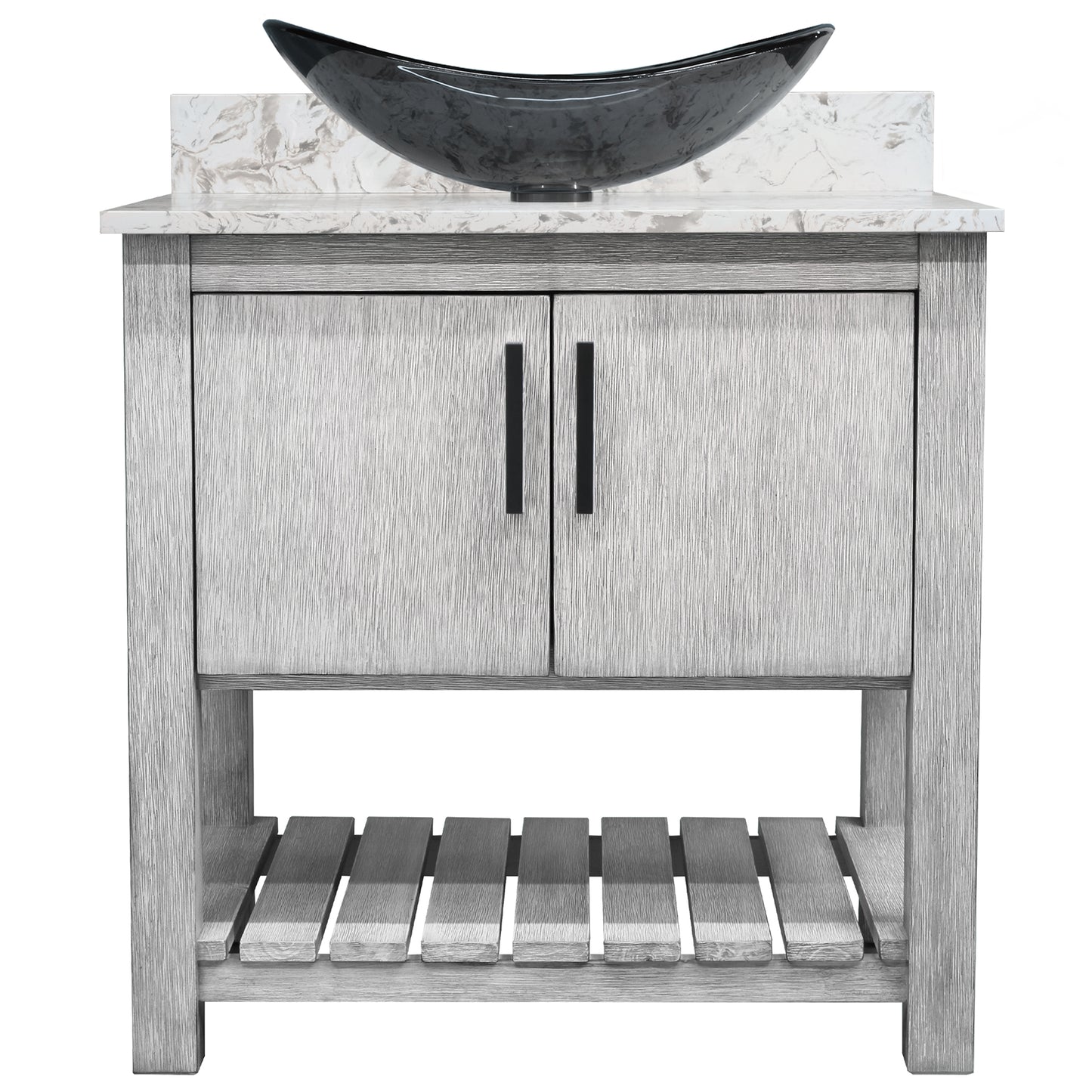 30-inch Bath Vanity with Café Mocha Quartz Counter and Sink - NOBV-30SG-6001-324G