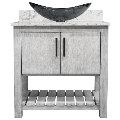 30-inch Bath Vanity with Café Mocha Quartz Counter and Sink - NOBV-30SG-6001-324G