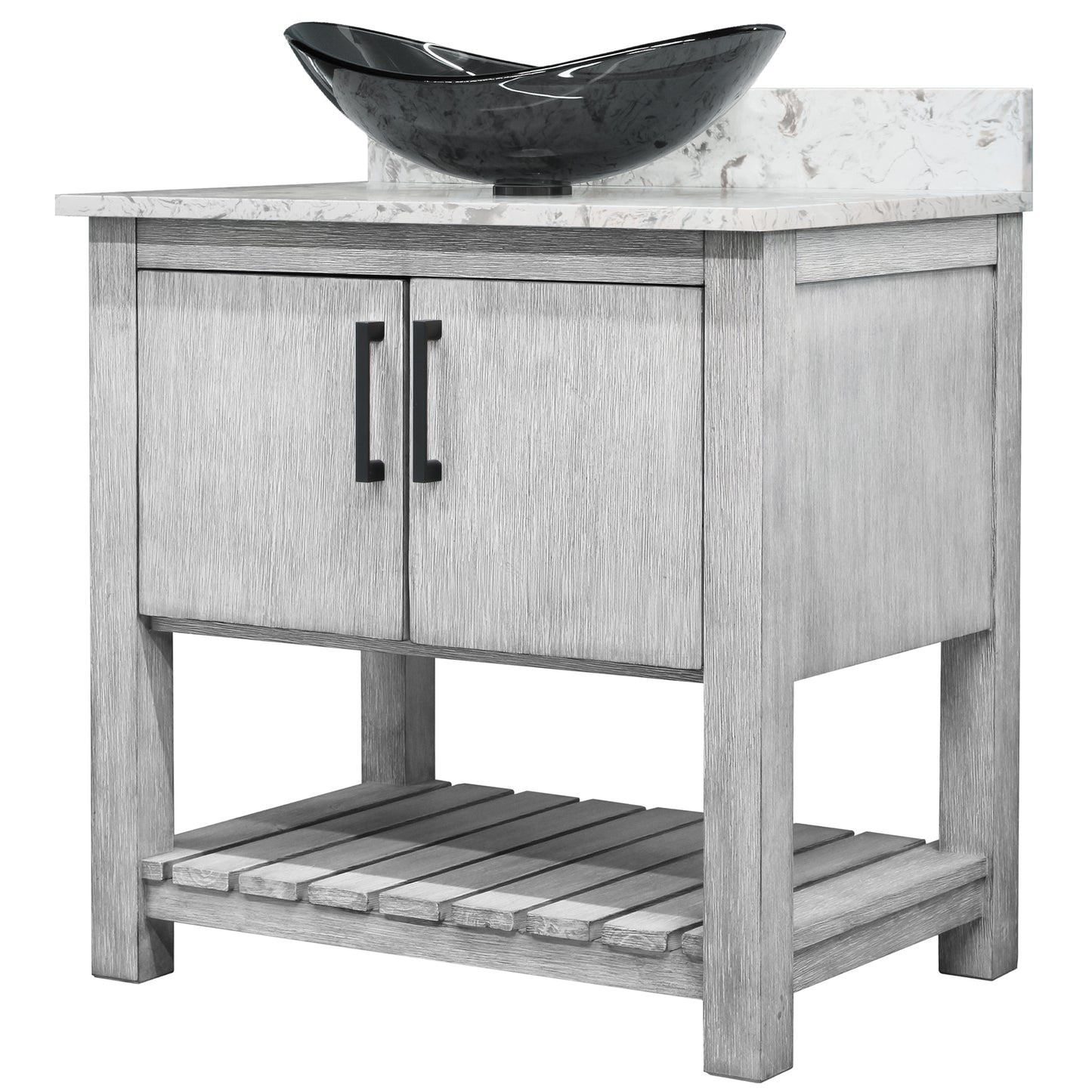 30-inch Bath Vanity with Café Mocha Quartz Counter and Sink - NOBV-30SG-6001-324G