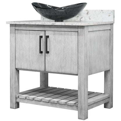 30-inch Bath Vanity with Café Mocha Quartz Counter and Sink - NOBV-30SG-6001-324G