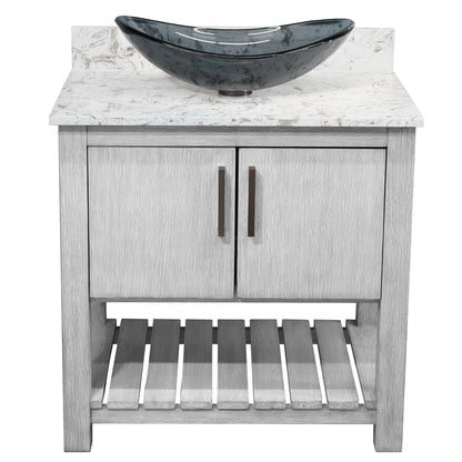 30-inch Bath Vanity with Café Mocha Quartz Counter and Sink - NOBV-30SG-6001-324G