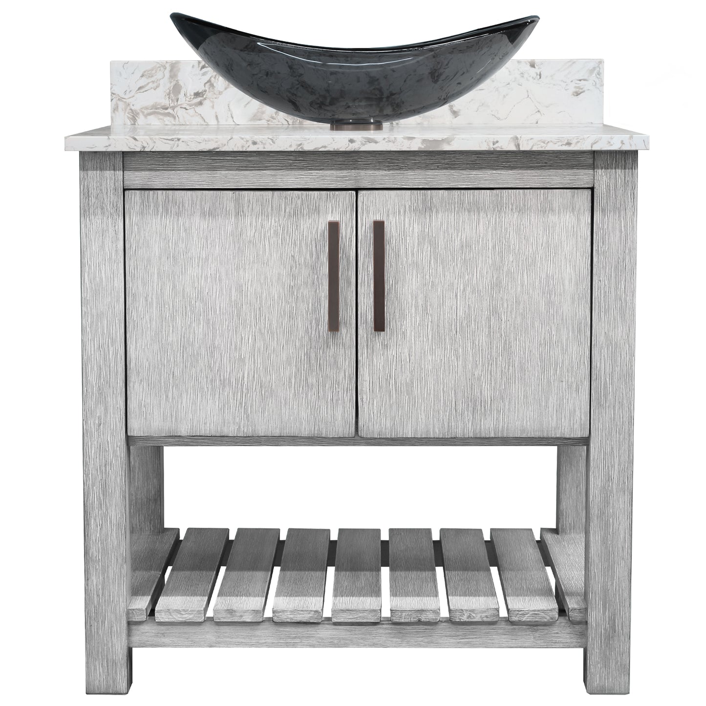 30-inch Bath Vanity with Café Mocha Quartz Counter and Sink - NOBV-30SG-6001-324G