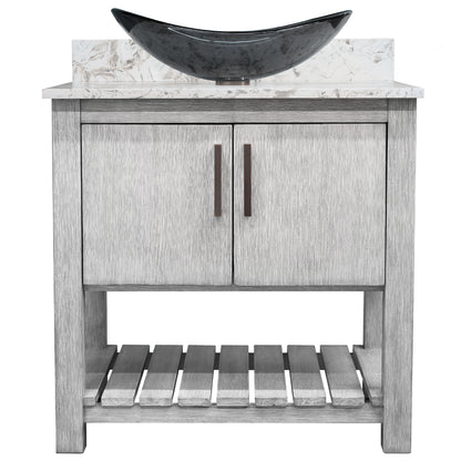 30-inch Bath Vanity with Café Mocha Quartz Counter and Sink - NOBV-30SG-6001-324G