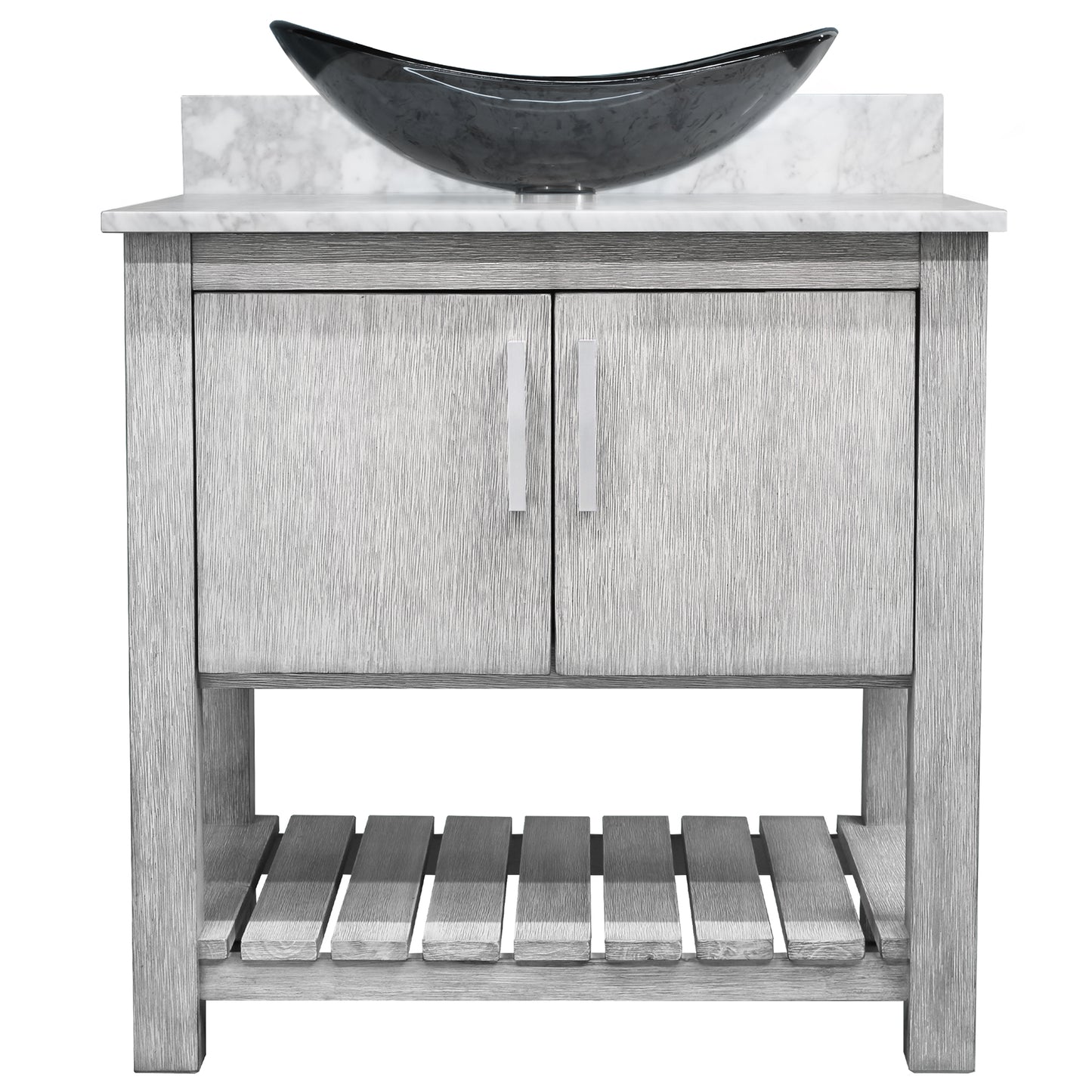 30-inch Bath Vanity with Carrara White Marble Counter and Sink - NOBV-30SG-CAR-324G