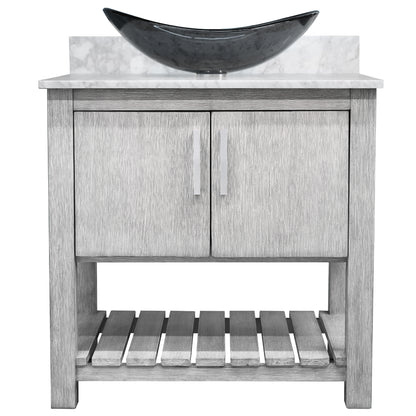 30-inch Bath Vanity with Carrara White Marble Counter and Sink - NOBV-30SG-CAR-324G