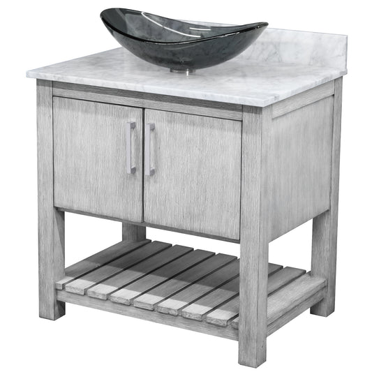 30-inch Bath Vanity with Carrara White Marble Counter and Sink - NOBV-30SG-CAR-324G