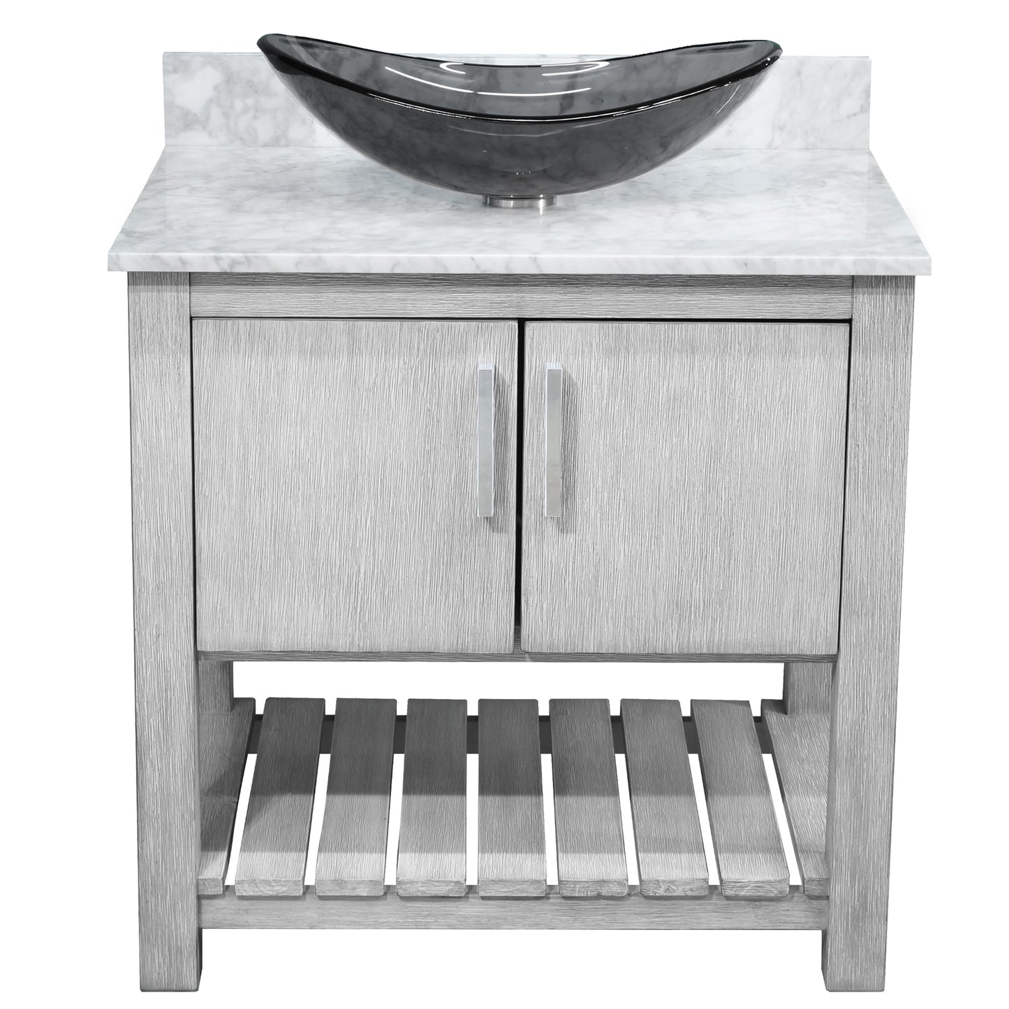 30-inch Bath Vanity with Carrara White Marble Counter and Sink - NOBV-30SG-CAR-324G