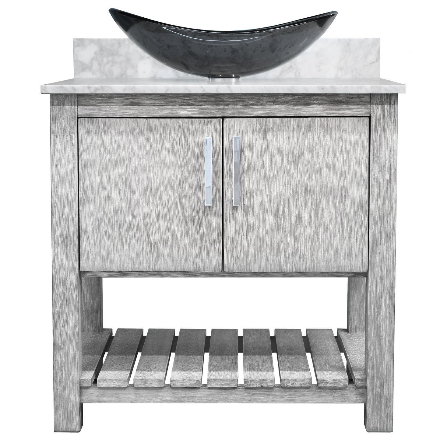 30-inch Bath Vanity with Carrara White Marble Counter and Sink - NOBV-30SG-CAR-324G