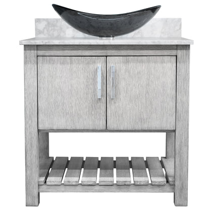 30-inch Bath Vanity with Carrara White Marble Counter and Sink - NOBV-30SG-CAR-324G