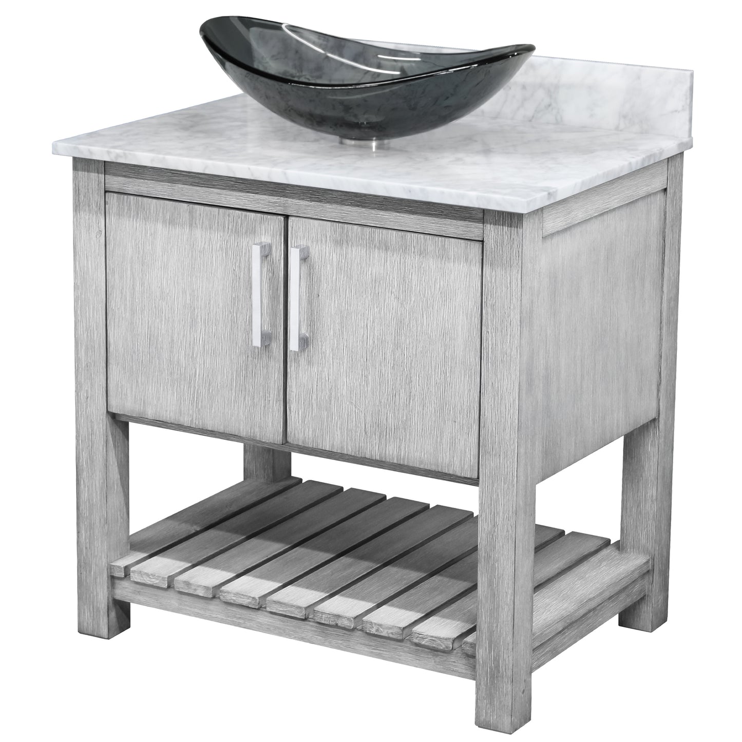 30-inch Bath Vanity with Carrara White Marble Counter and Sink - NOBV-30SG-CAR-324G