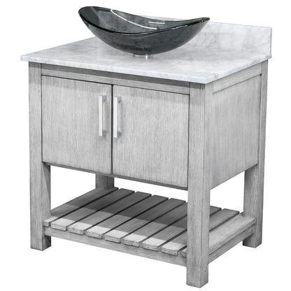 30-inch Bath Vanity with Carrara White Marble Counter and Sink - NOBV-30SG-CAR-324G