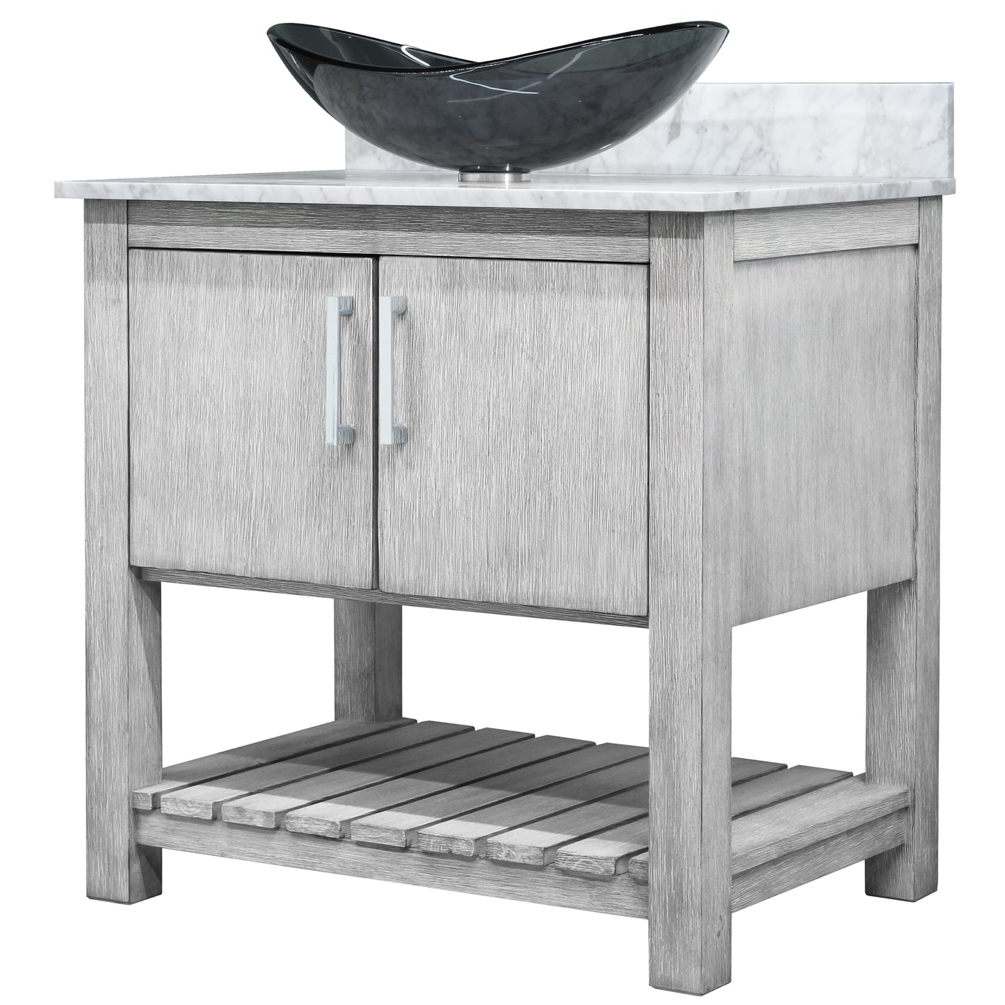 30-inch Bath Vanity with Carrara White Marble Counter and Sink - NOBV-30SG-CAR-324G