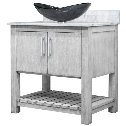 30-inch Bath Vanity with Carrara White Marble Counter and Sink - NOBV-30SG-CAR-324G