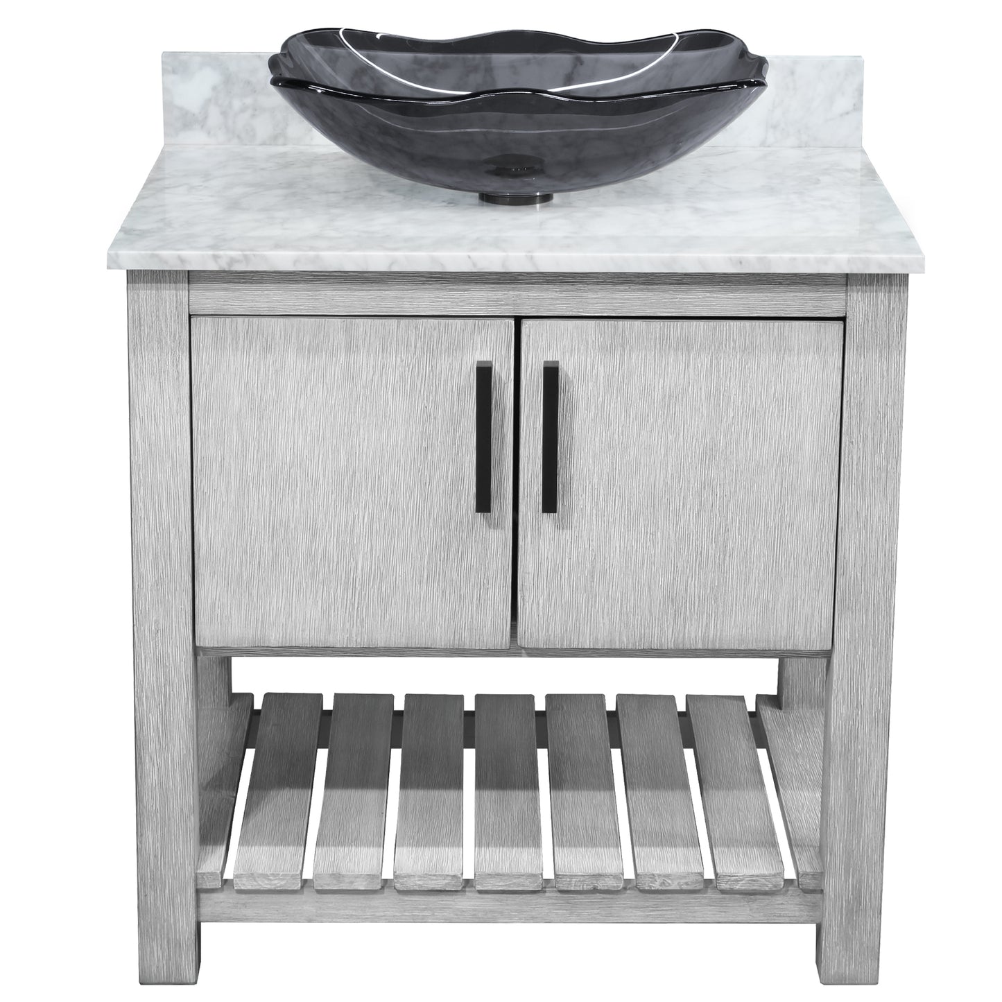 30-inch Bath Vanity with Carrara White Marble Counter and Sink - NOBV-30SG-CAR-317G