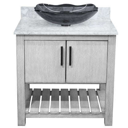 30-inch Bath Vanity with Carrara White Marble Counter and Sink - NOBV-30SG-CAR-317G