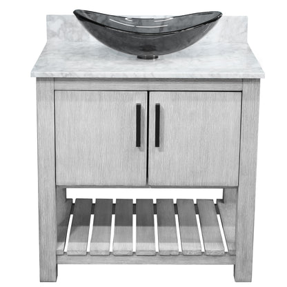 30-inch Bath Vanity with Carrara White Marble Counter and Sink - NOBV-30SG-CAR-324G