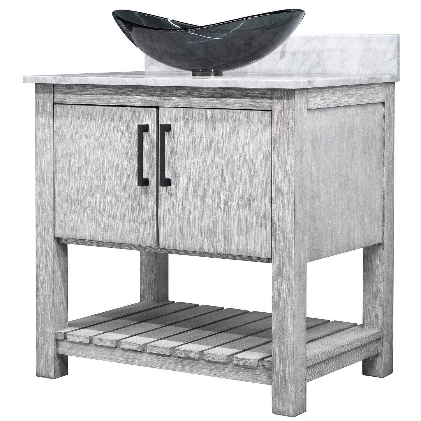 30-inch Bath Vanity with Carrara White Marble Counter and Sink - NOBV-30SG-CAR-324G