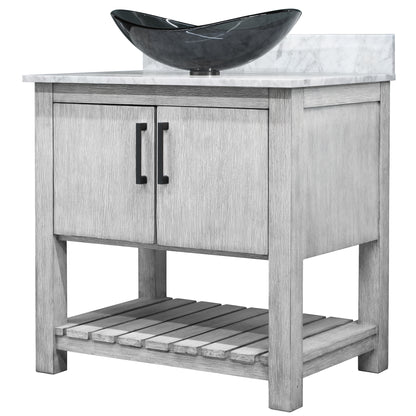 30-inch Bath Vanity with Carrara White Marble Counter and Sink - NOBV-30SG-CAR-324G