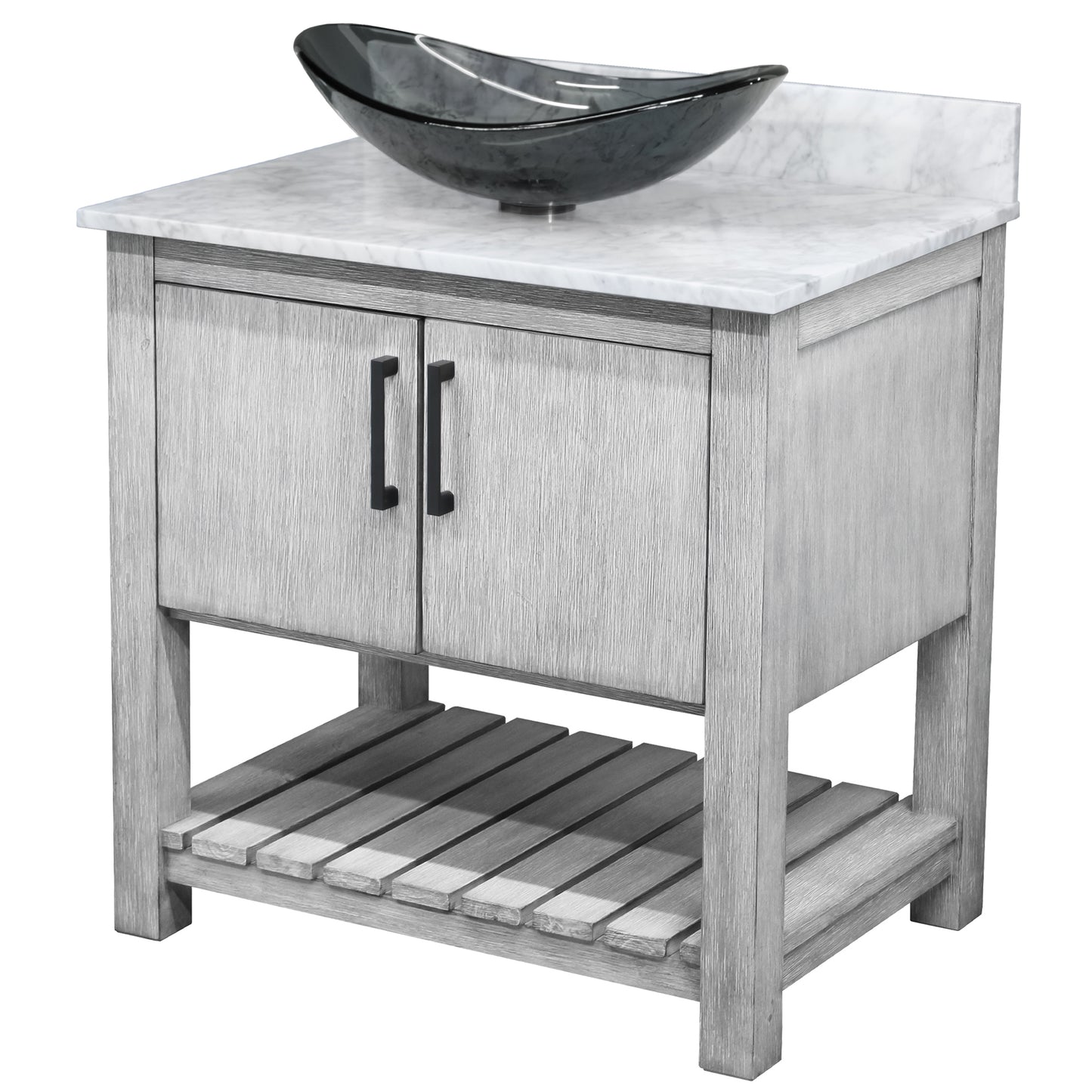 30-inch Bath Vanity with Carrara White Marble Counter and Sink - NOBV-30SG-CAR-324G