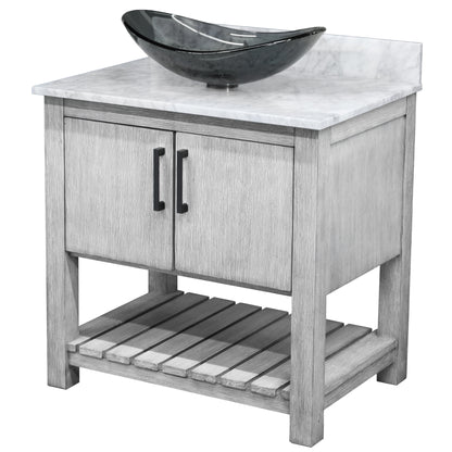 30-inch Bath Vanity with Carrara White Marble Counter and Sink - NOBV-30SG-CAR-324G