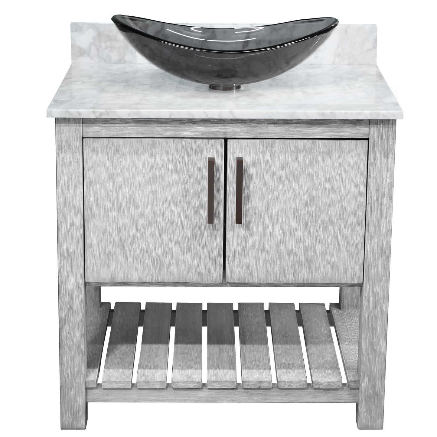 30-inch Bath Vanity with Carrara White Marble Counter and Sink - NOBV-30SG-CAR-324G