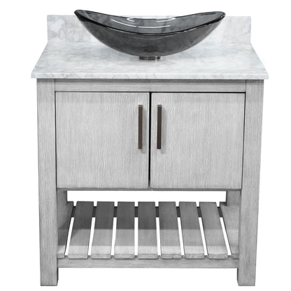30-inch Bath Vanity with Carrara White Marble Counter and Sink - NOBV-30SG-CAR-324G