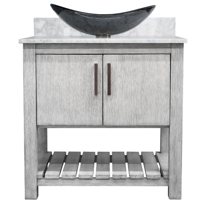 30-inch Bath Vanity with Carrara White Marble Counter and Sink - NOBV-30SG-CAR-324G