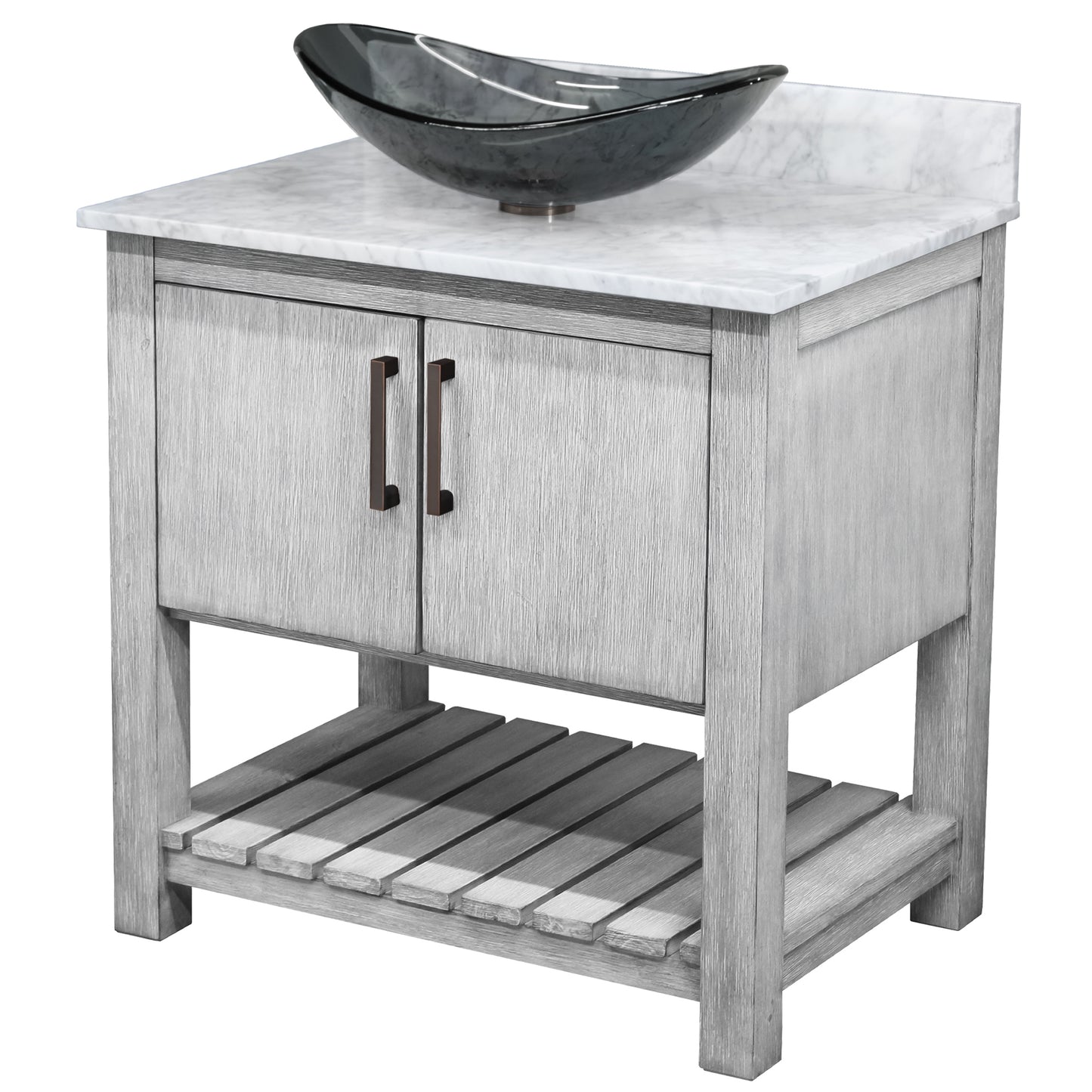 30-inch Bath Vanity with Carrara White Marble Counter and Sink - NOBV-30SG-CAR-324G