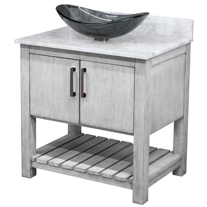 30-inch Bath Vanity with Carrara White Marble Counter and Sink - NOBV-30SG-CAR-324G