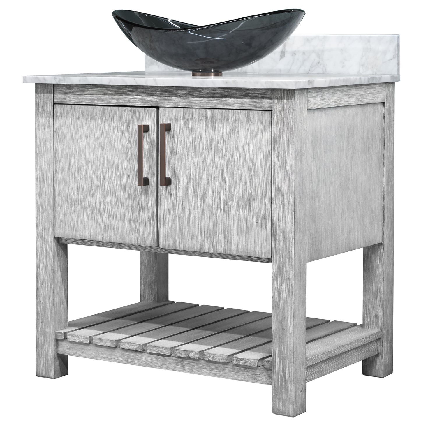 30-inch Bath Vanity with Carrara White Marble Counter and Sink - NOBV-30SG-CAR-324G
