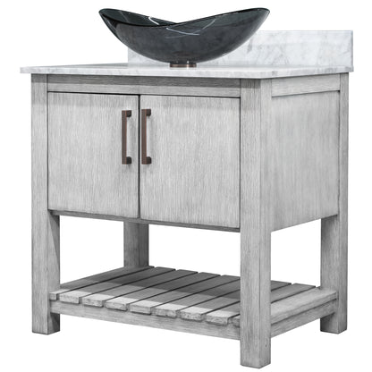 30-inch Bath Vanity with Carrara White Marble Counter and Sink - NOBV-30SG-CAR-324G