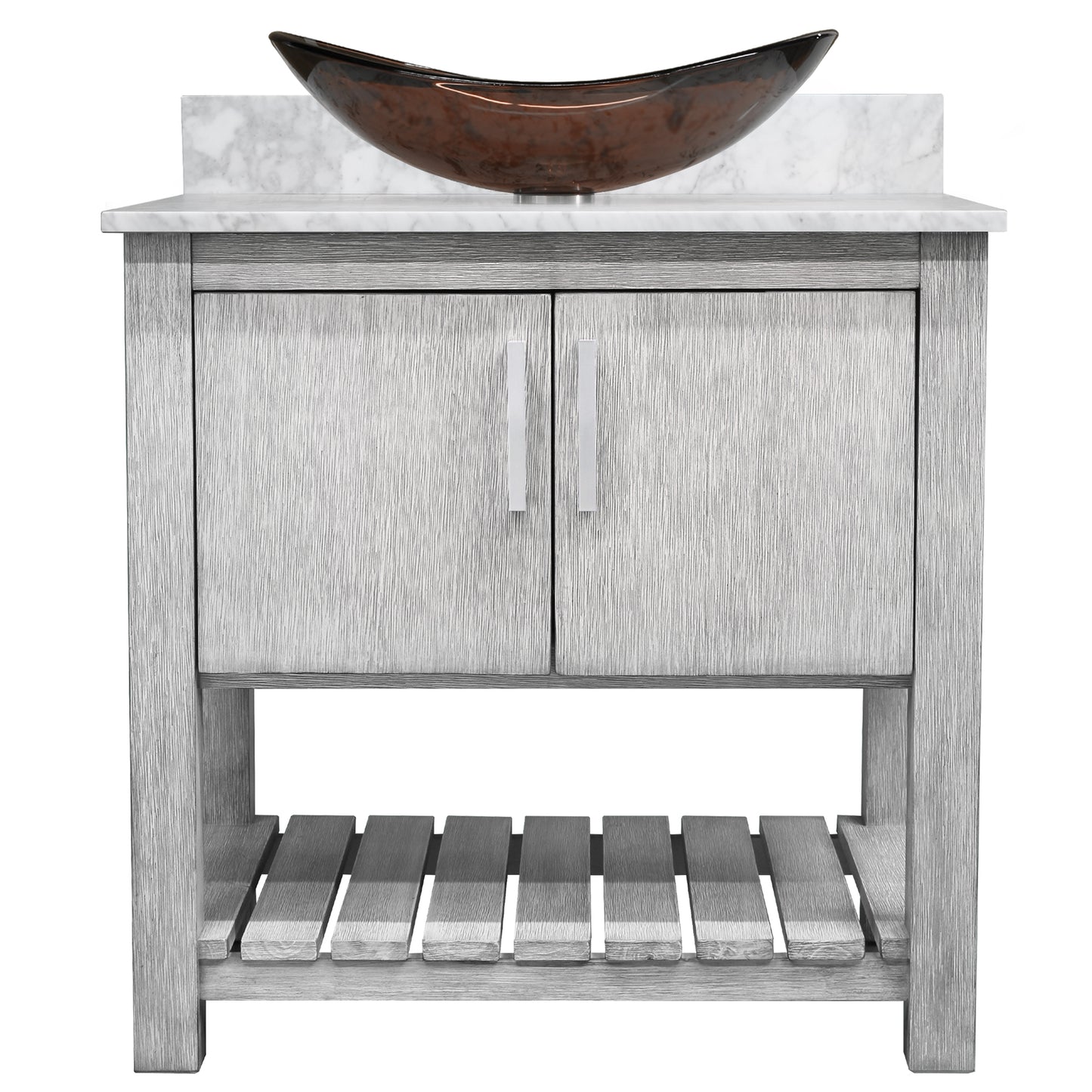 30-inch Bath Vanity with Carrara White Marble Counter and Sink - NOBV-30SG-CAR-324T