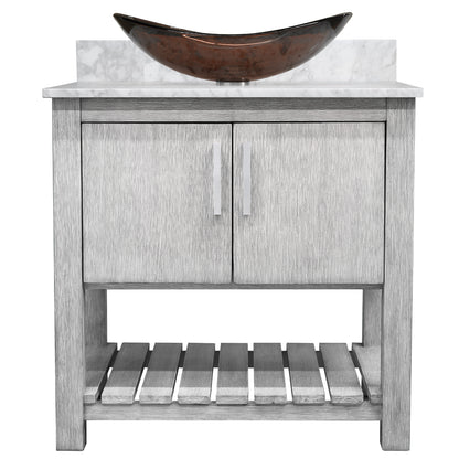 30-inch Bath Vanity with Carrara White Marble Counter and Sink - NOBV-30SG-CAR-324T