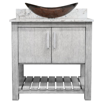 30-inch Bath Vanity with Café Mocha Quartz Counter and Sink - NOBV-30SG-6001-324T