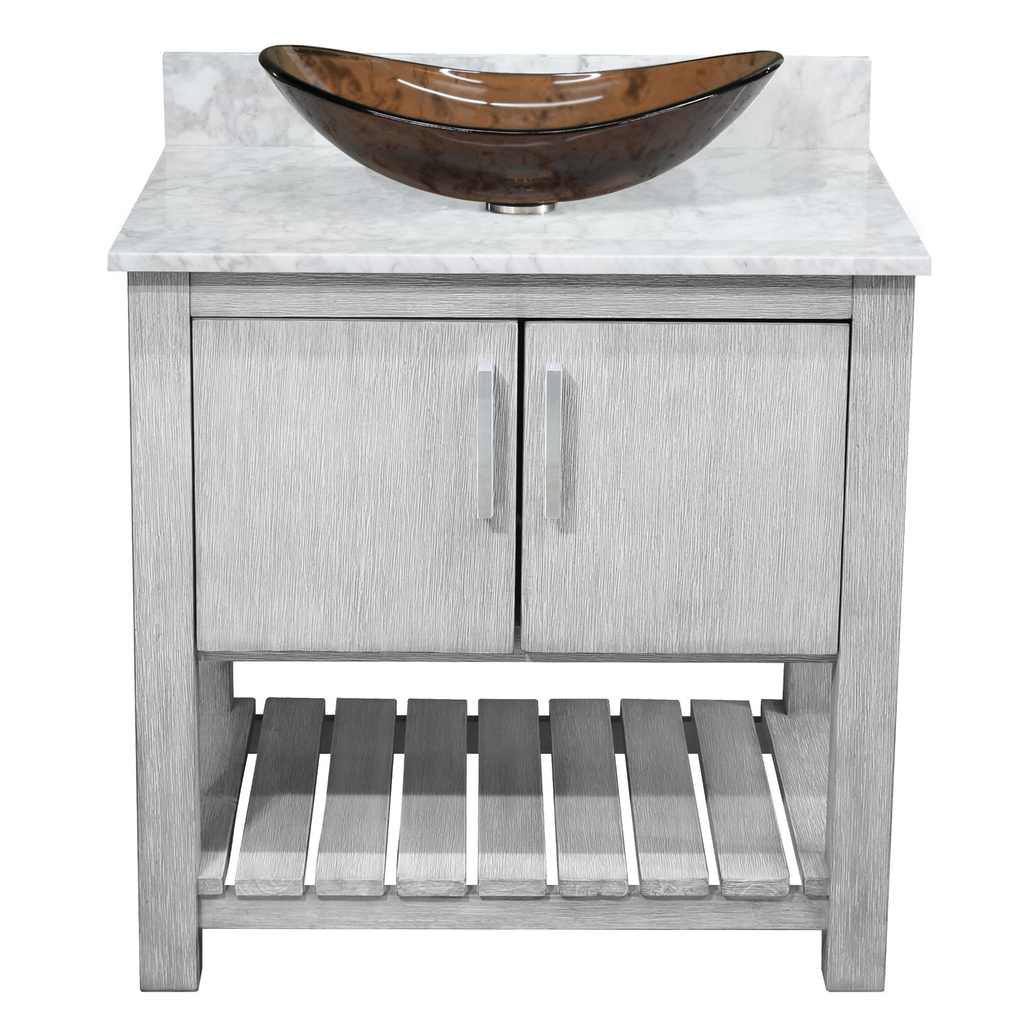 30-inch Bath Vanity with Carrara White Marble Counter and Sink - NOBV-30SG-CAR-324T