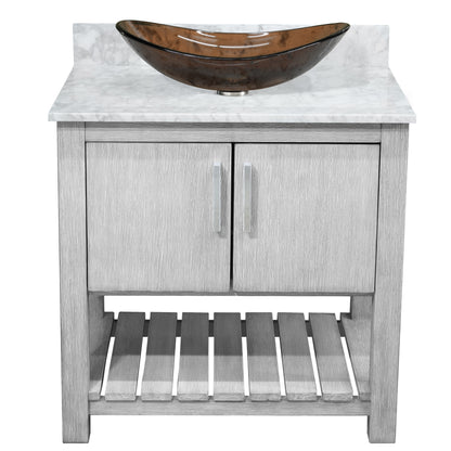 30-inch Bath Vanity with Carrara White Marble Counter and Sink - NOBV-30SG-CAR-324T