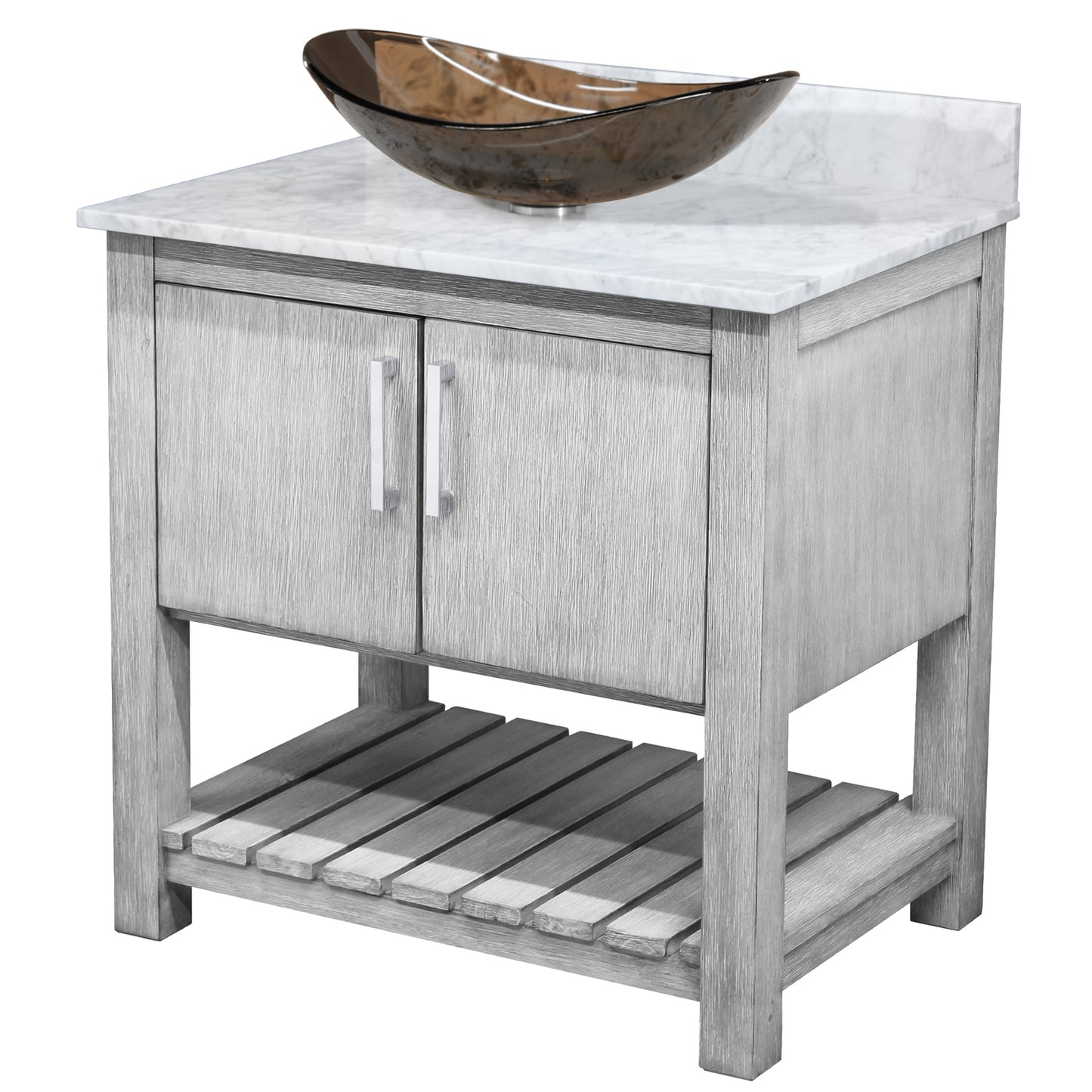 30-inch Bath Vanity with Carrara White Marble Counter and Sink - NOBV-30SG-CAR-324T