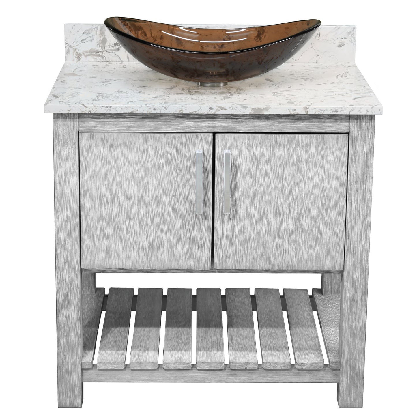 30-inch Bath Vanity with Café Mocha Quartz Counter and Sink - NOBV-30SG-6001-324T