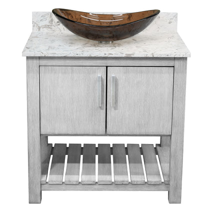 30-inch Bath Vanity with Café Mocha Quartz Counter and Sink - NOBV-30SG-6001-324T