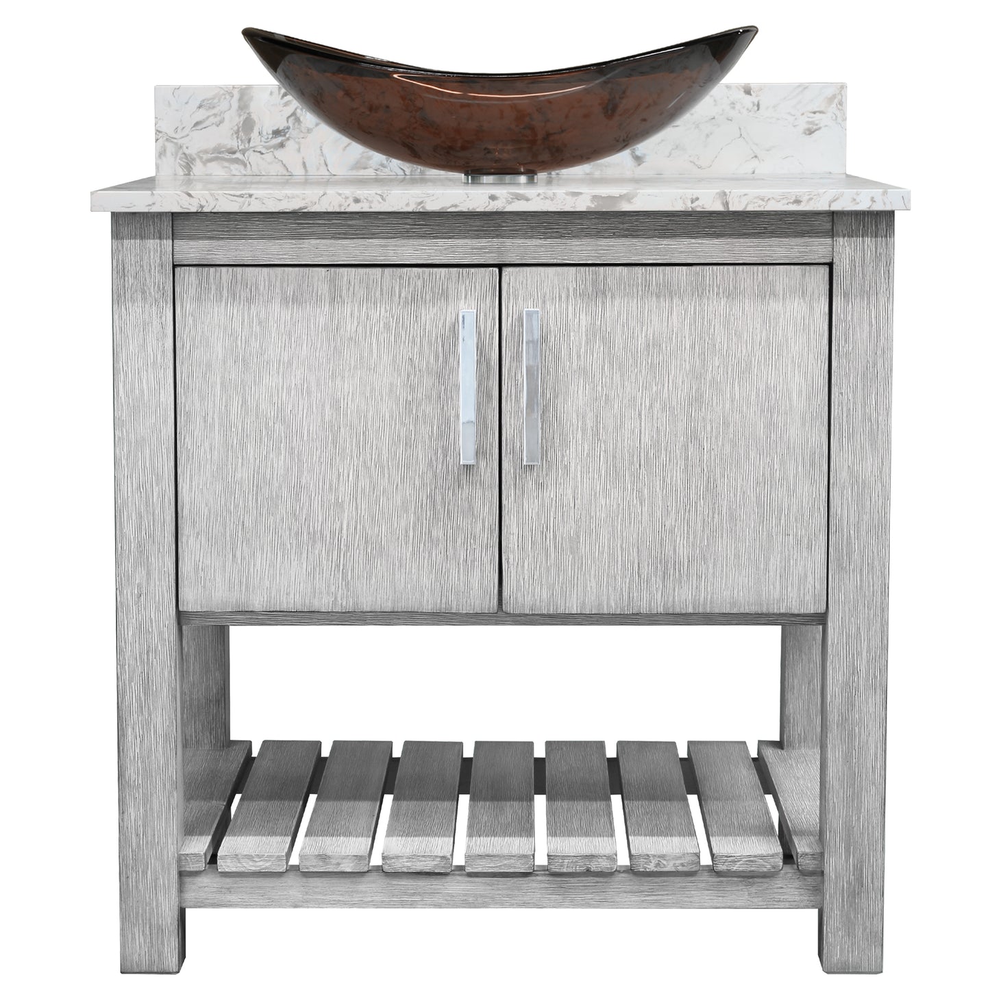 30-inch Bath Vanity with Café Mocha Quartz Counter and Sink - NOBV-30SG-6001-324T