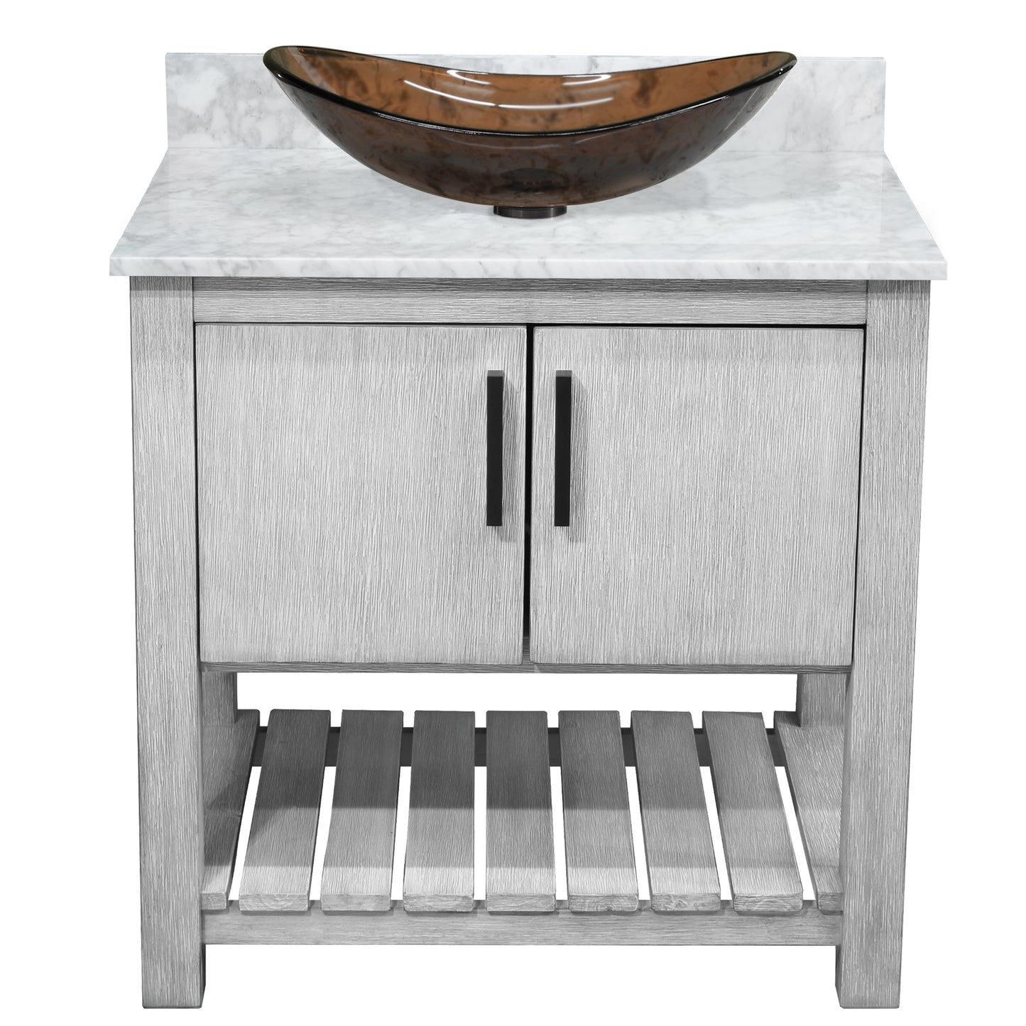 30-inch Bath Vanity with Carrara White Marble Counter and Sink - NOBV-30SG-CAR-324T