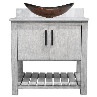 30-inch Bath Vanity with Carrara White Marble Counter and Sink - NOBV-30SG-CAR-324T