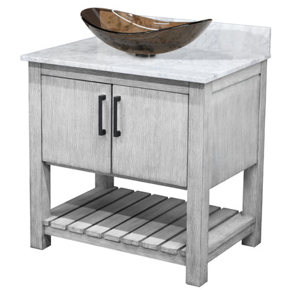 30-inch Bath Vanity with Carrara White Marble Counter and Sink - NOBV-30SG-CAR-324T